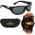 Yezdi Men Black Sports Wrap-around Uv Protected Sunglasses With Free Wake W