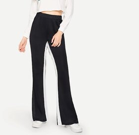Elastic Waist Side Broad White Stripe Wide Leg Pants