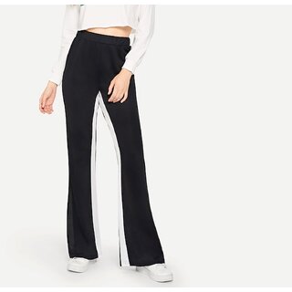 Elastic Waist Side Broad White Stripe Wide Leg Pants