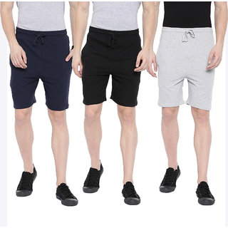 Manlino Men's Premium Plain Shorts (Pack of 3)