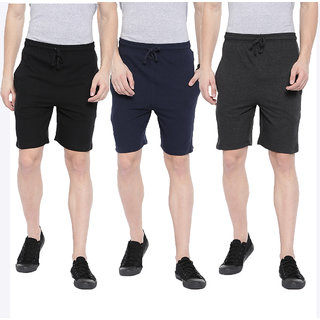 Manlino Men's Premium Plain Shorts (Pack of 3)