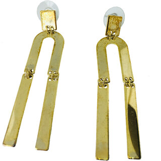 Mahir Evolution Cute  Fancy Unique inverted Hanging U with Dull Gold  Earrings for Women  Girls.