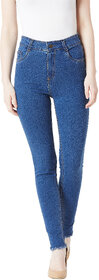 Miss Chase Women's Blue Skinny High Rise Cropped Length Fringe Detailing Stretchable Denim Jeans