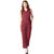 Miss Chase Women's Maroon V-Neck Sleeveless Straight Leg Tie-Up Solid Belted Wrap Jumpsuit