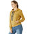 Miss Chase Women's Mustard Yellow Round Neck Full Sleeve Cotton Solid Hooded Twill Tape Detailing Sweatshirt.