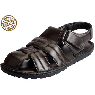Buy Fausto Men's Brown Leather Outdoor Floaters and Sandals Online ...
