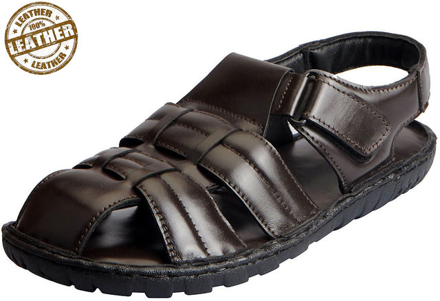 Buy Fausto Men's Brown Leather Outdoor Floaters and Sandals Online ...