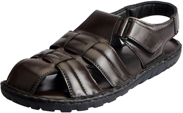 Buy Fausto Men's Brown Leather Outdoor Floaters and Sandals Online ...
