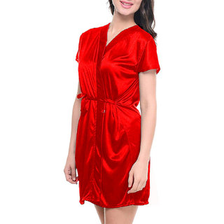 Riya red Satin robes free size or night dress nightwear