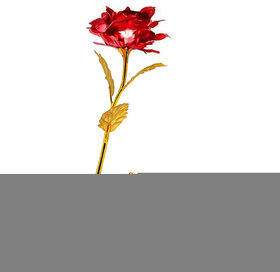Valentine Day Gifts 24k Red Foil Rose Flower with Beautiful Photo Frame Flower Stand