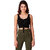 Texco Black Front Tie-Up Detail Styled Crop Top for Women
