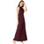 Miss Chase Women's Wine Red Fringed Halter Neck Sleeveless Solid Maxi Front Slit Dress