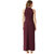Miss Chase Women's Wine Red Fringed Halter Neck Sleeveless Solid Maxi Front Slit Dress