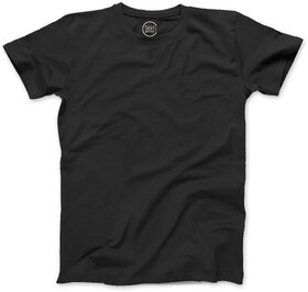 Generic Mens Black Solid 100% Cotton Round Neck T-Shirt