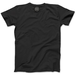 Generic Mens Black Solid 100% Cotton Round Neck T-Shirt