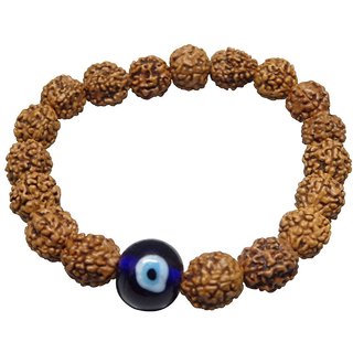 Yuvi Shoppe 5 Mukhi Indonesia Rudraksha Bracelet With Evil's Eye 100  Certified/ Five Faced Rudraksha Bracelet