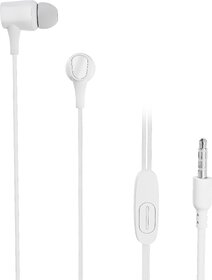 Digimate Jackbeat Wired Earphones with 3.5mm Jack, Tangle-Free Cable & In-Line Mic (DG-HF-1001, White)