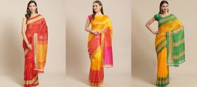 Sharda Creation Multicoloured Printed Saree Pack Of 3 Saree