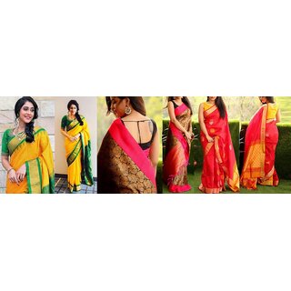 Sharda Creation Multicolour Bhagalpuri Silk Saree Combo Saree