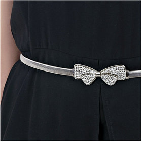 Lucky Jewellery Designer Silver Plated Kamarband White Rhinestone Waist Belt Udyanam Kamar Patta For Girls And Women