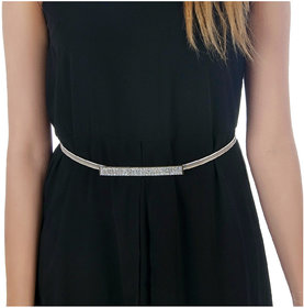 Lucky Jewellery Designer Silver Plated Kamarband White Rhinestone Waist Belt Udyanam Kamar Patta For Girls And Women