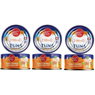 Golden Prize Tuna Chunk In Soyabean Oil 185 Gms Each - Pack of 3 Units