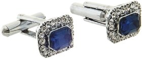 Lucky Jewellery Unique Blue Color Silver Plated Office Formal Wedding Partywear Shirt Suit Blazer Cufflinks Pair Set For Men (225-M4C4-CRM7220-B-S)
