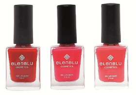 Mulberry Red Velvet Plum and Valentine Red 9.9ml Each Elenblu Pastels Nail Polish Set of 3 Nail Polish.