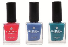 Velvet Plum Marine Azure and Sapphire 9.9ml Each Elenblu Pastels Nail Polish Set of 3 Nail Polish.