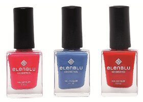 Velvet Plum Marine Azure and Fenzy Red 9.9ml Each Elenblu Pastels Nail Polish Set of 3 Nail Polish.