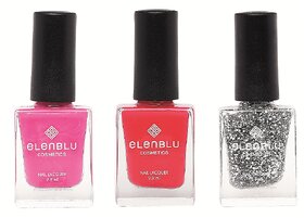 Pink Suave French Rose and Crescent Dreams 9.9ml Each Elenblu Pearls Nail Polish Set of 3 Nail Polish.