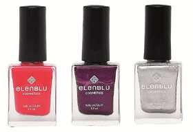 French Rose Satin Dust and Silver Dazzle 9.9ml Each Elenblu Pearls Nail Polish Set of 3 Nail Polish.