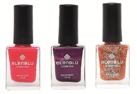 French Rose Satin Dust and Caramel Flicker 9.9ml Each Elenblu Pearls Nail Polish Set of 3 Nail Polish.