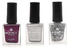 Satin Dust Silver Dazzle and Crescent Dreams 9.9ml Each Elenblu Pearls Nail Polish Set of 3 Nail Polish.