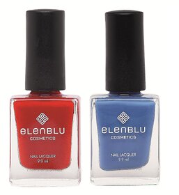 Mulberry Red and Marine Azure 9.9ml Each Elenblu Pastels Nail Polish Set of 2 Nail Polish.