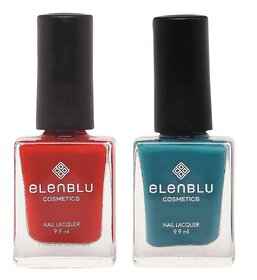Mulberry Red and Sapphire 9.9ml Each Elenblu Pastels Nail Polish Set of 2 Nail Polish.