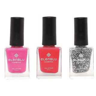 Pink Suave French Rose and Crescent Dreams 9.9ml Each Elenblu Pearls Nail Polish Set of 3 Nail Polish.