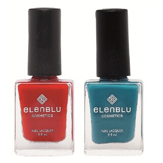 Mulberry Red and Sapphire 9.9ml Each Elenblu Pastels Nail Polish Set of 2 Nail Polish.