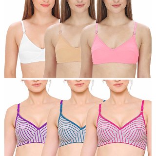 Minha  Full Coverage Seamless Daily Wear Bra for Women's (Pack of 6 )