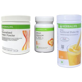 Herbal life Ultimate Weight Management Program  F1 Shake Mix Mango Flavour 500Gm,Protein Powder 200 gm  Afresh Lemon