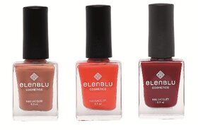 Tarnished Copper Brickola and Inflamed Rose 9.9ml Each Elenblu Matte Nail Polish Set of 3 Nail Polish.