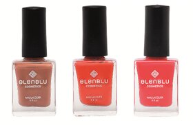 Tarnished Copper Brickola and California Coral 9.9ml Each Elenblu Matte Nail Polish Set of 3 Nail Polish.