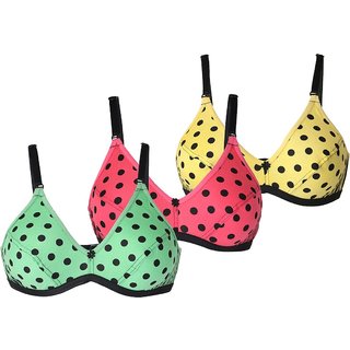 Minha Women's Cotton Non-Padded Bra - Pack of 3
