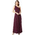Miss Chase Women's Wine Red One-Shoulder Sleeveless Solid Side Slit Maxi Dress