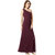 Miss Chase Women's Wine Red One-Shoulder Sleeveless Solid Side Slit Maxi Dress