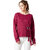 Miss chase Women's Maroon Round Neck Full Sleeve Cotton Solid Eyelet And Tie-Up Detailing Sweatshirt.