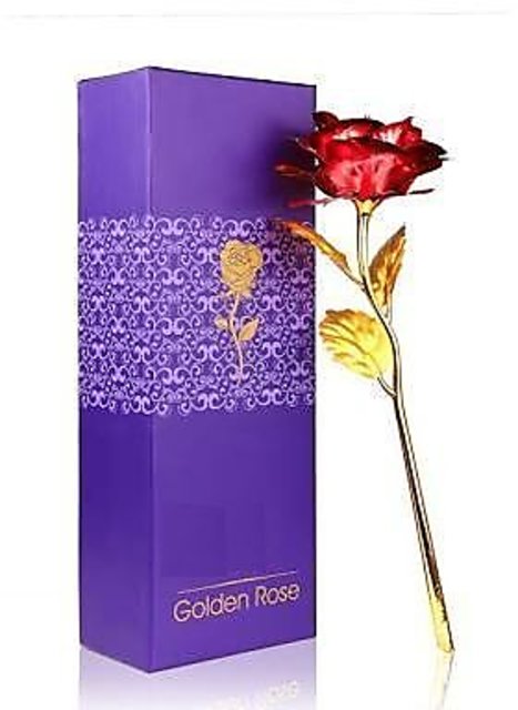 Buy 24K Red Golden Rose With Gift Box And a Nice Carry Bag - Best Gift ...