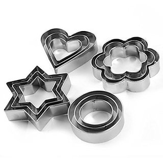Kudos Stainless Steel Biscuits Bread Cookies decoration Cutter With 4 Shape 12 Pieces