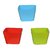 Set of 3 Plant Pots - Square Design (4 Inch)-Assorted Colours