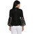 Miss chase Women's Black Round Neck 3/4 Sleeve Solid Lace Semi Sheer Split Sleeve Choker Style Top